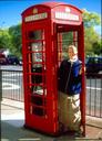 Ashe in one of those classic British phone booths.